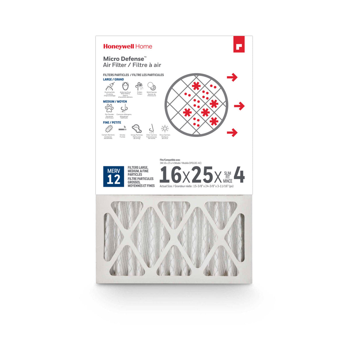 SkuImg;CF310H1625/E;CF310G1625-c4-6.jpg;MERV 12 slim fit Air Filter Front View