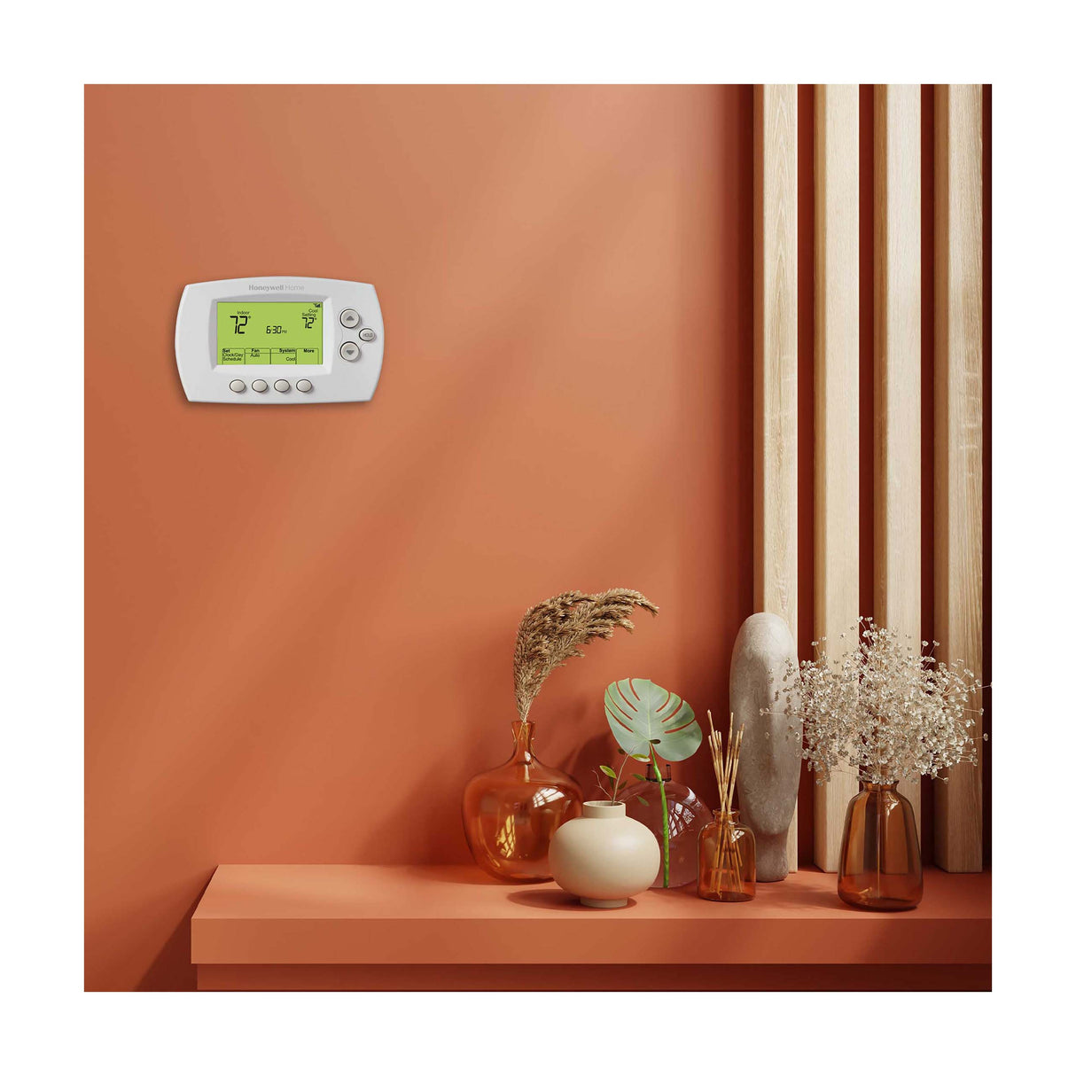SkuImg;RTH6580WF1001/U1;RTH6580WF_Lifestyle-c6-6.jpg;RTH6580WF Thermostat installed on wall